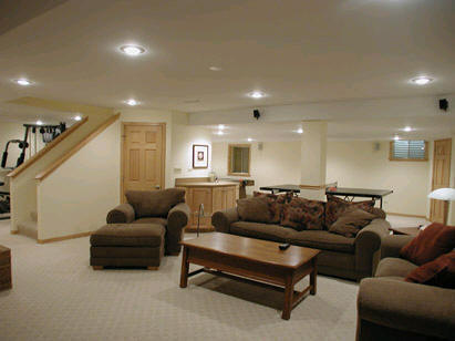 remodelled basement living space